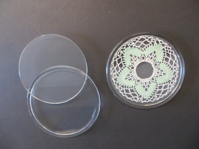 Coaster in clear acrylic round - in two parts